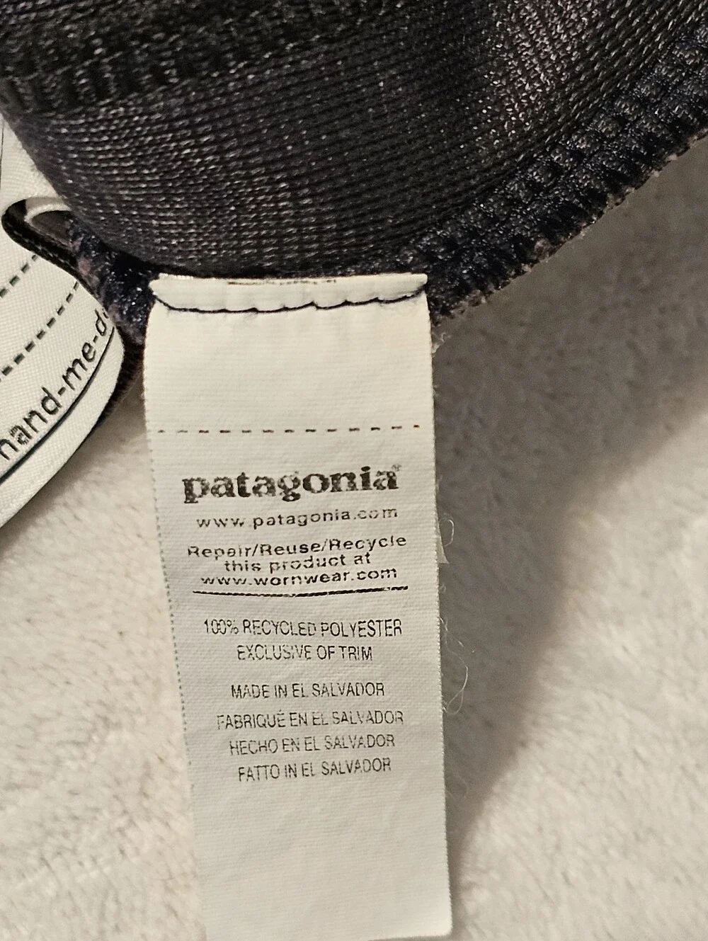 Patagonia Girls XL 14 Micro D Snap-T Full Zip Fleece Hoodie Colorblk Purple Navy